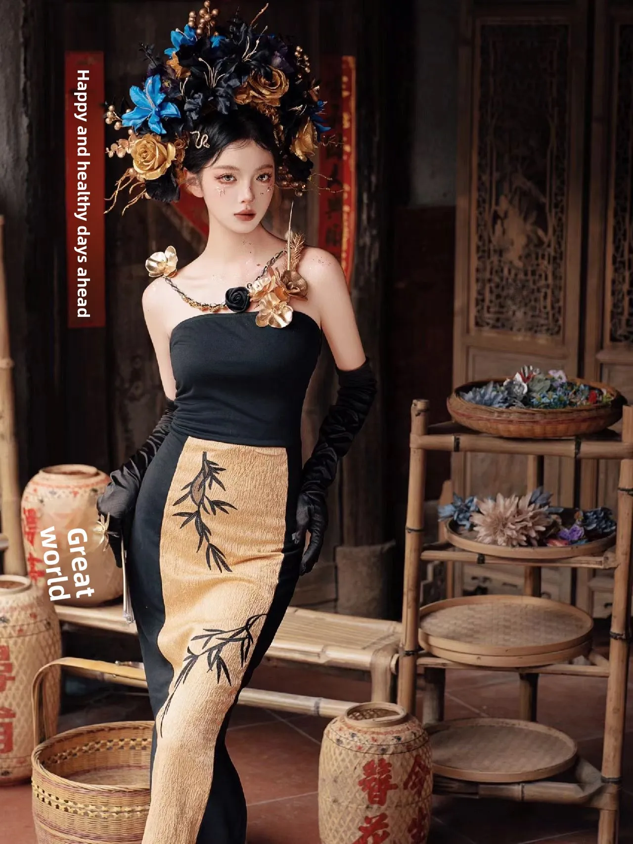 

Новая модная одежда для девочек в китайском стиле: ретро, фэн-шуй, тушевая живопись, для фотостудий, с художественным холодным оттенком