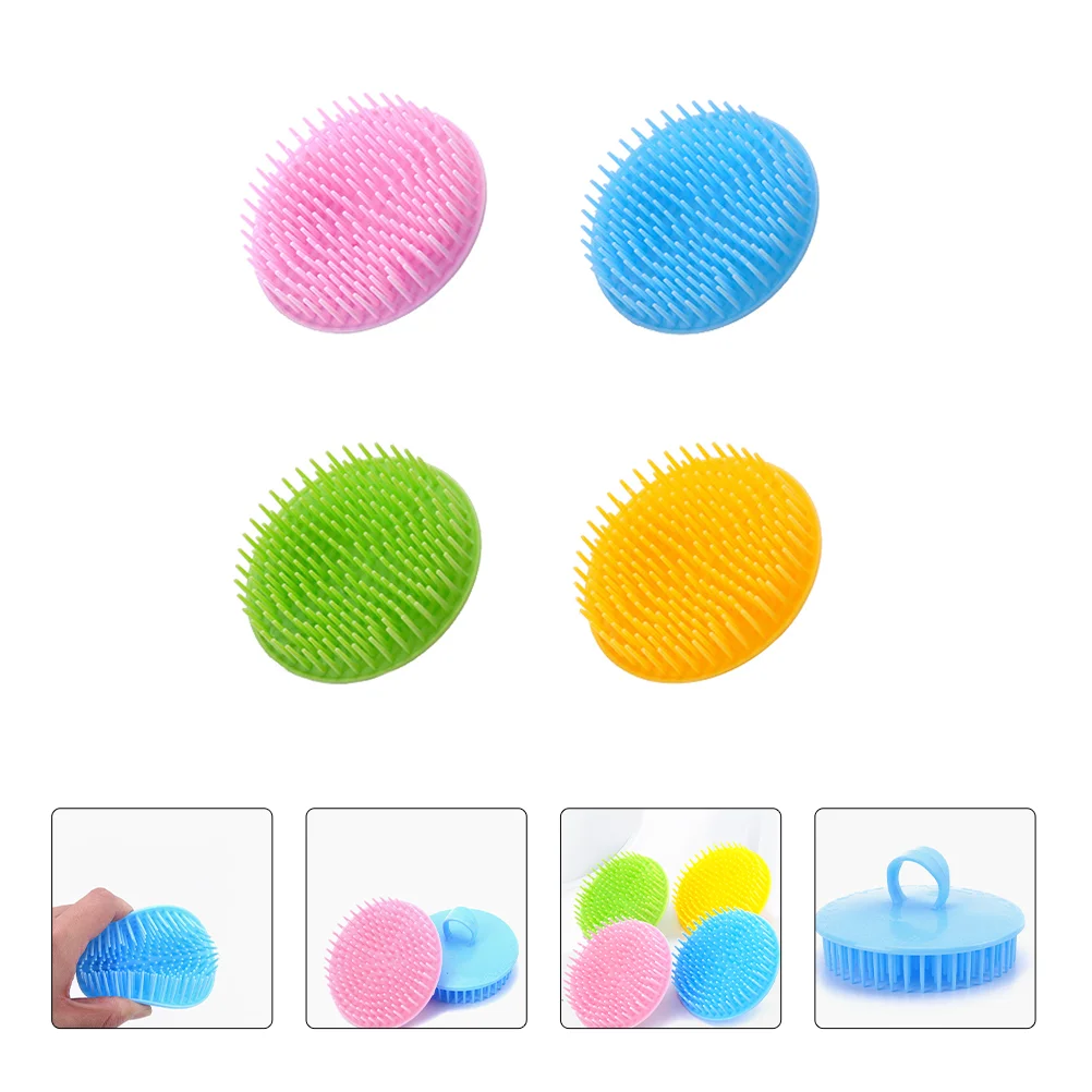 

4 Pcs Hair Washing Brush Scalp Massager Cleaning Take Bath Head Plastic Massaging Comb Shampoo