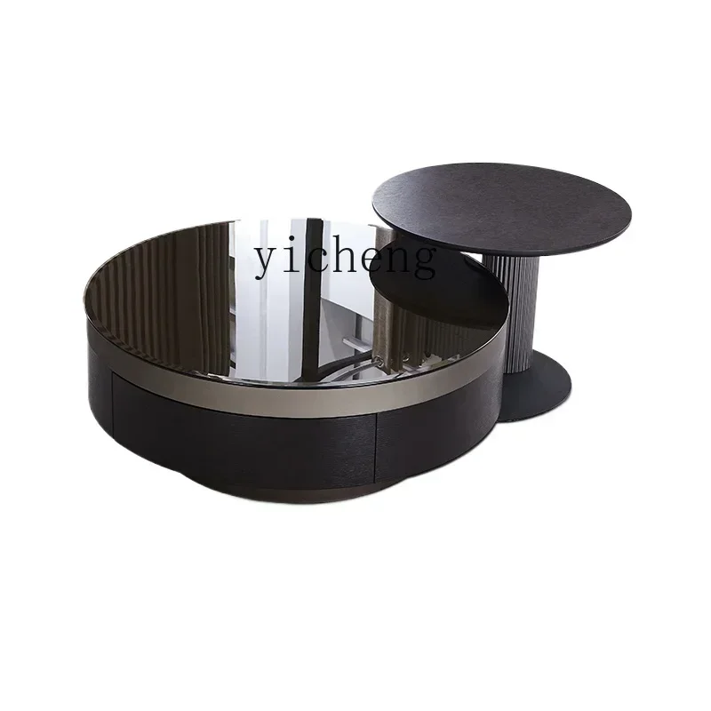 

A1 counterclockwise living room coffee table household light luxury high-end small apartment round sofa glass coffee table