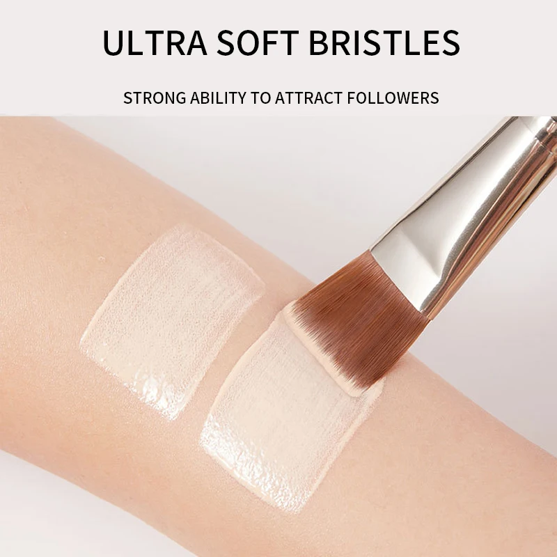 Brocha para base líquida, no come, brocha para máscara en polvo, cabeza plana, base ligera sin rastro, herramientas de maquillaje