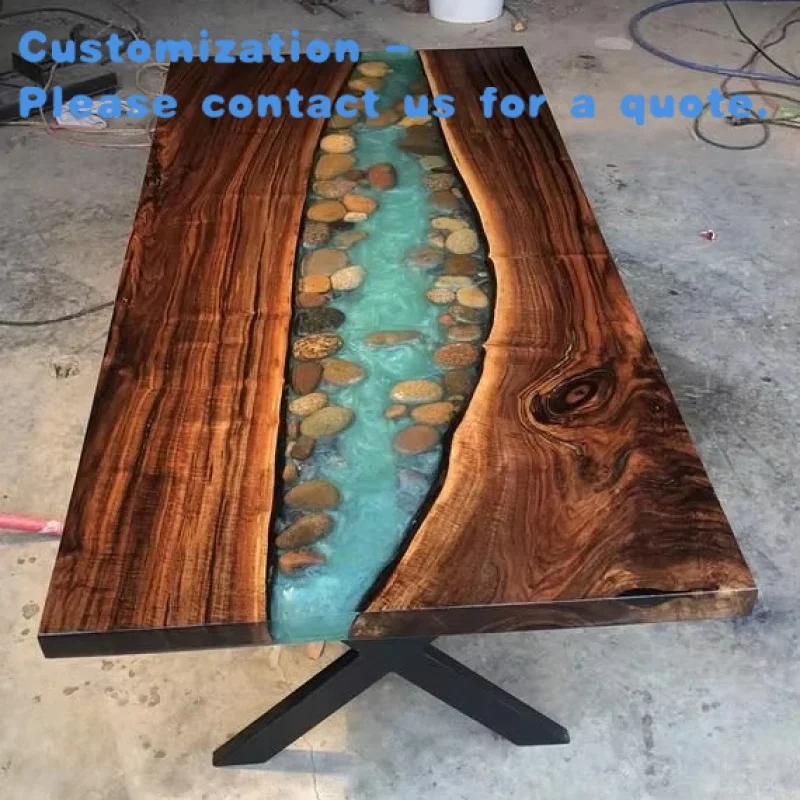 

custom.Luxury Modern Custom River and Rock Design Epoxy Resin Wood Table
