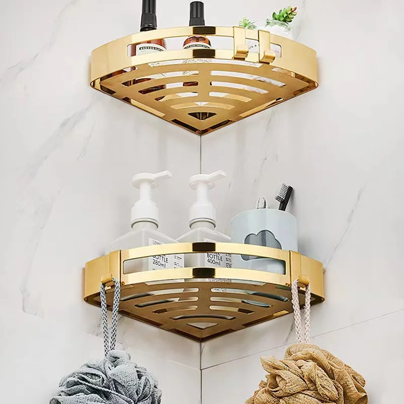 

304 stainless steel golden triangle bracket corner bracket bathroom triangle storage rack toilet wall bracket bath accessories