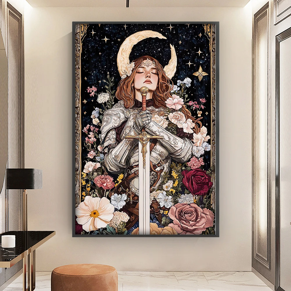 

Набор для вышивания крестиком «Ретро-девушка с мечом» (11CT), большой размер 50x75 см (19.69x29.53 дюйма)