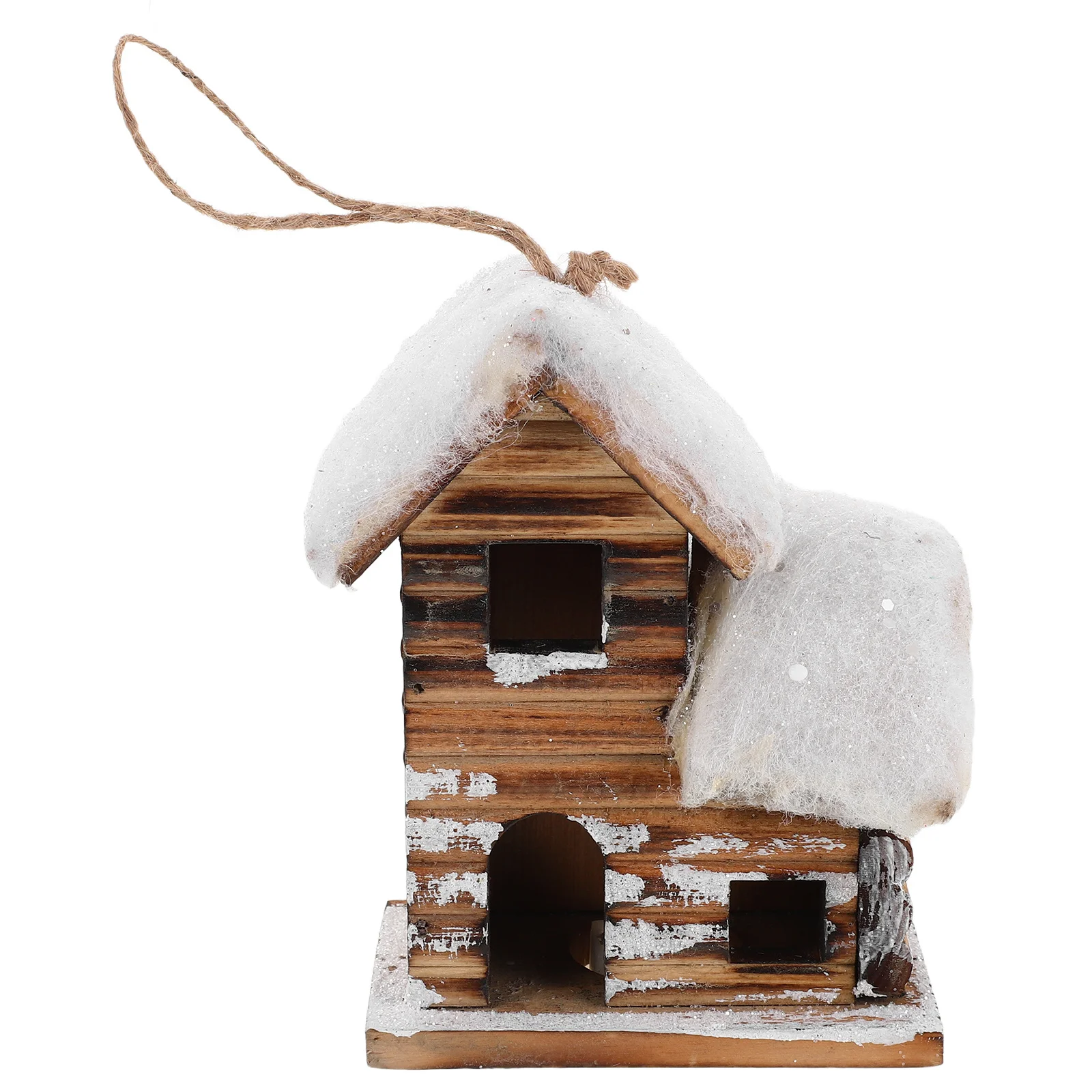 

LED Wooden Christmas Pendants Lighted Snow Village Houses Mini Christmas Village Decor Holiday Tree Hanging Ornaments