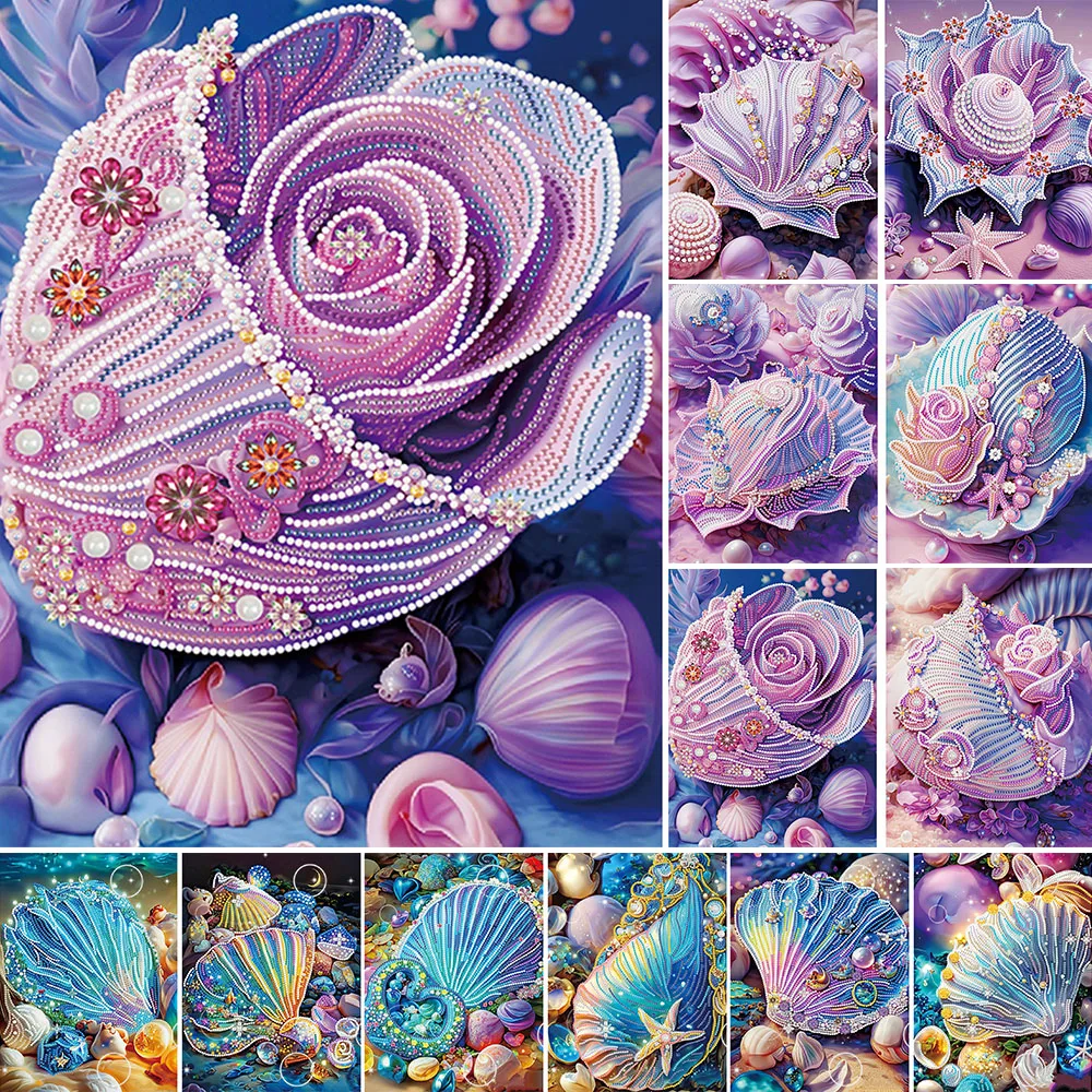 DIY Diamond Embroidery Kit Shell Partial Special Shaped Drill Home Decoration Jewelry Cross Stitch Diamond Rhinestones Painting