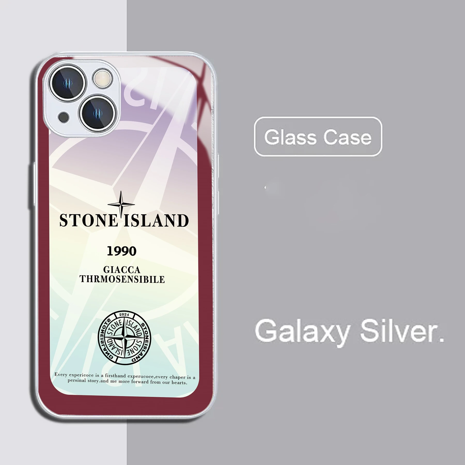 Glass Phone Cases s-stone island For iPhone 16 15 14 13 12 11Pro Max XR X XS 12Mini 14 15 16 Puls Hard Case Phone Decorate