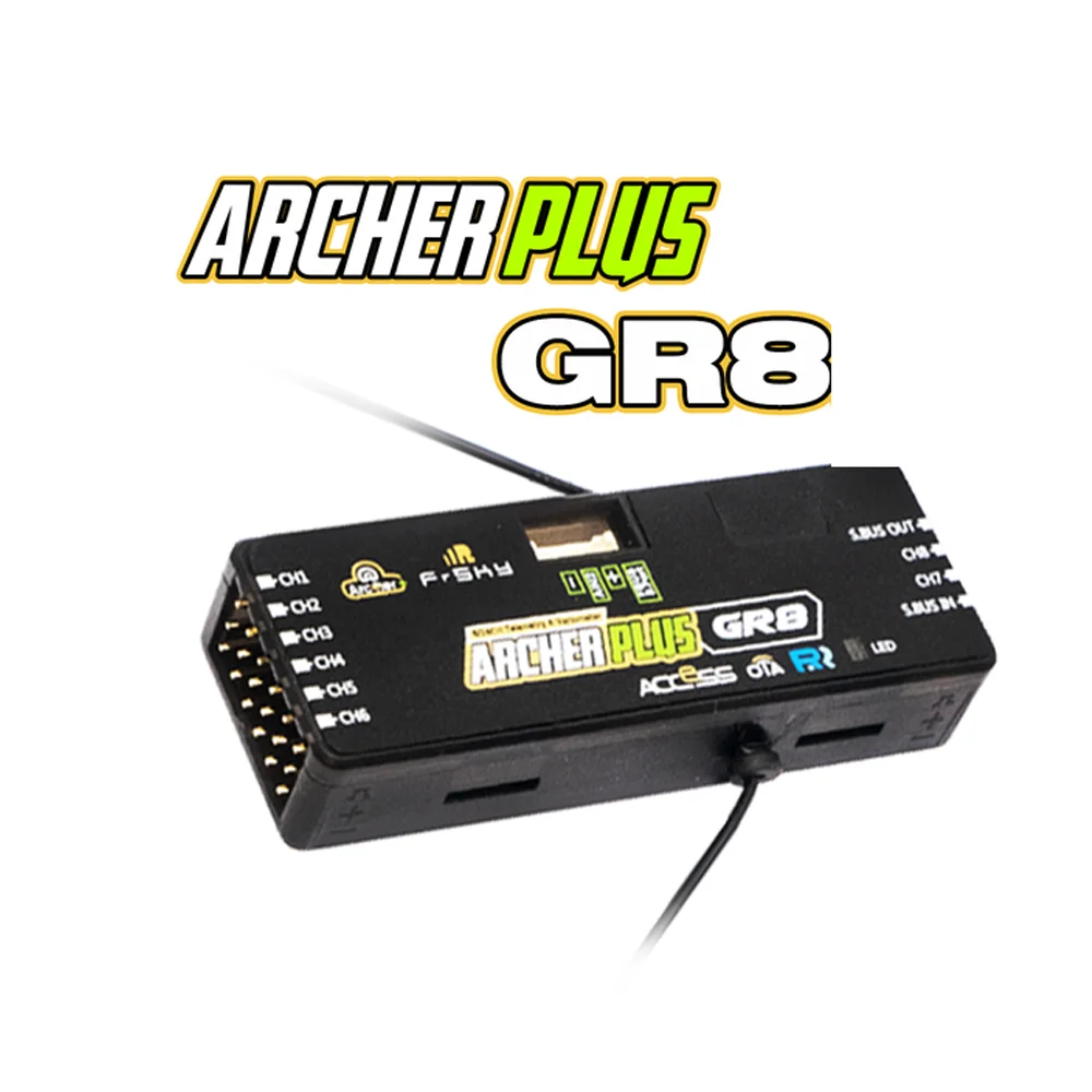 

FrSky ARCHER PLUS GR8 Receiver - 8CH SBUS Redundant, High-Precision Variometer, ACCESS/ACCST D16 for FPV Drones, RC Gliders