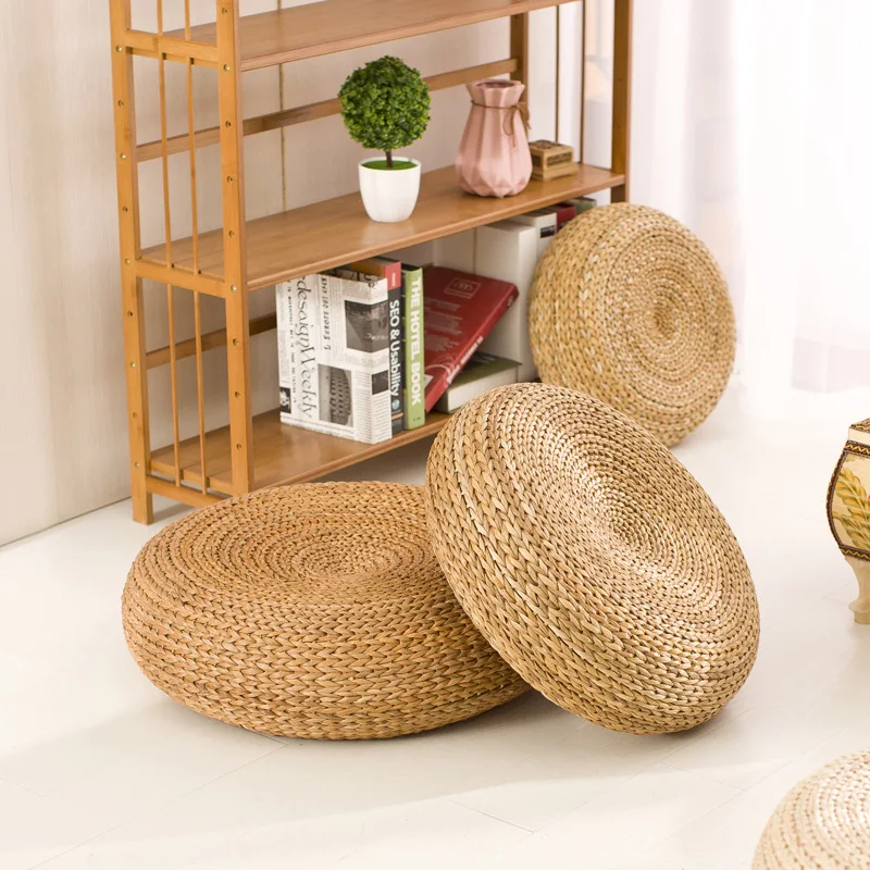 

Japanese Style Thicken Futon Meditation Cushion Tatami Rattan Round Yoga Cushion Natural Straw Woven Kowtow Cushion Home Decor