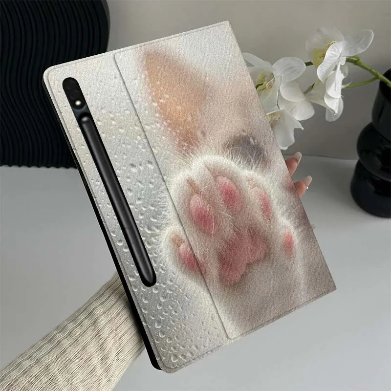 

Чехол для планшета Cat Paw Glass Raindrop для Samsung Galaxy Tab S7 S8 S9 S10 FE Lite, подарок