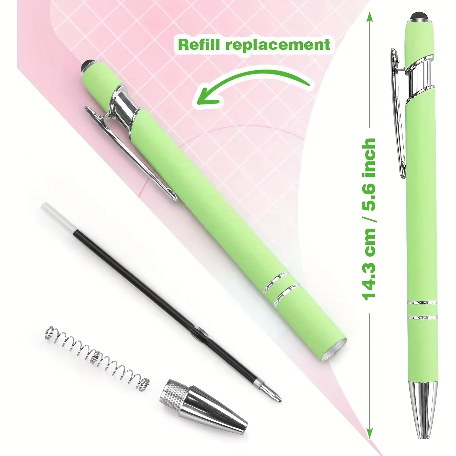 6pcs/set Retractable Ballpoint Pen with Stylus Tip 2-in-1 Stylus Gel Pen Business Signing Pen Kawaii Office Accessories