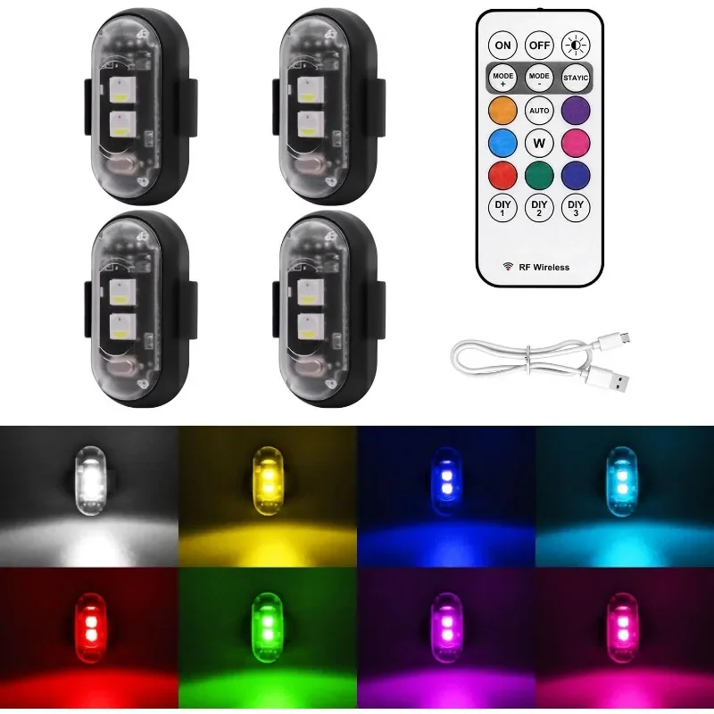 

Car Strobe Light 8Color Remote Motorcycle Flash Led Anti-collision Warning Lamp Waterproof Wireless Remote Control For Car Bike