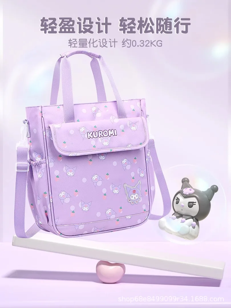 Cute Sanrio Canvas Bag Cinnamoroll Kuromi Cartoon Kawaii Student Large Capacity Tutor Bag Stationery Shoulder Bag Toys Girls