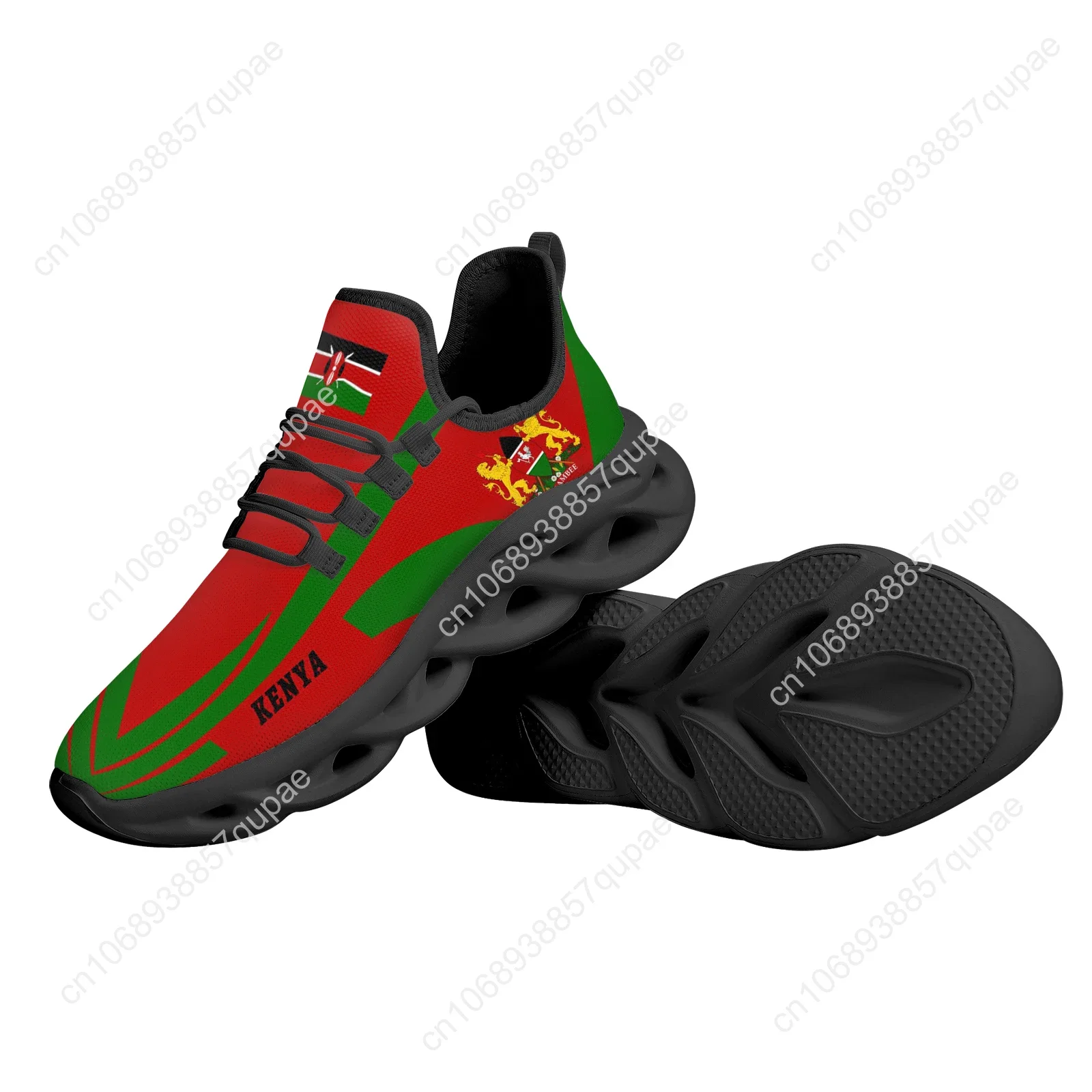 Trendy Kenya Flag Design Flats Sneakers Shoes Mens Womens Sports Shoes Fashion High Quality DIY Sneaker Custom Made Shoe 6