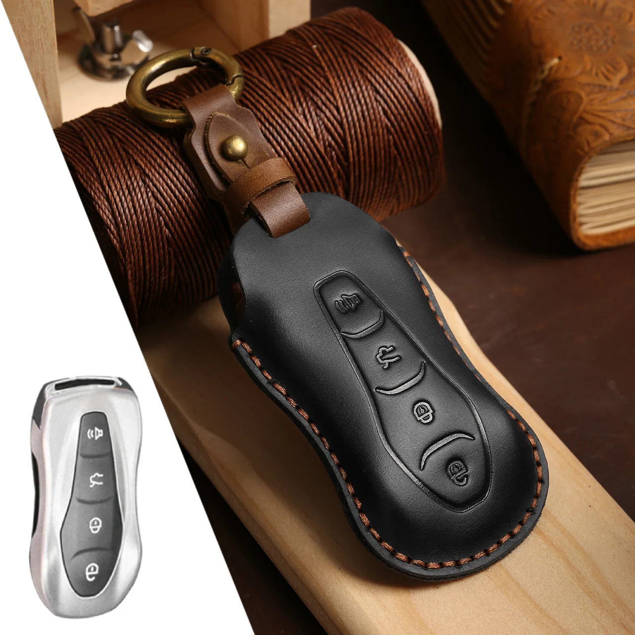 Leather Car Key Case Full Cover for Geely Tugella Azkarra Xingyue Boyue Pro Key Shell Holder Keychain Protector