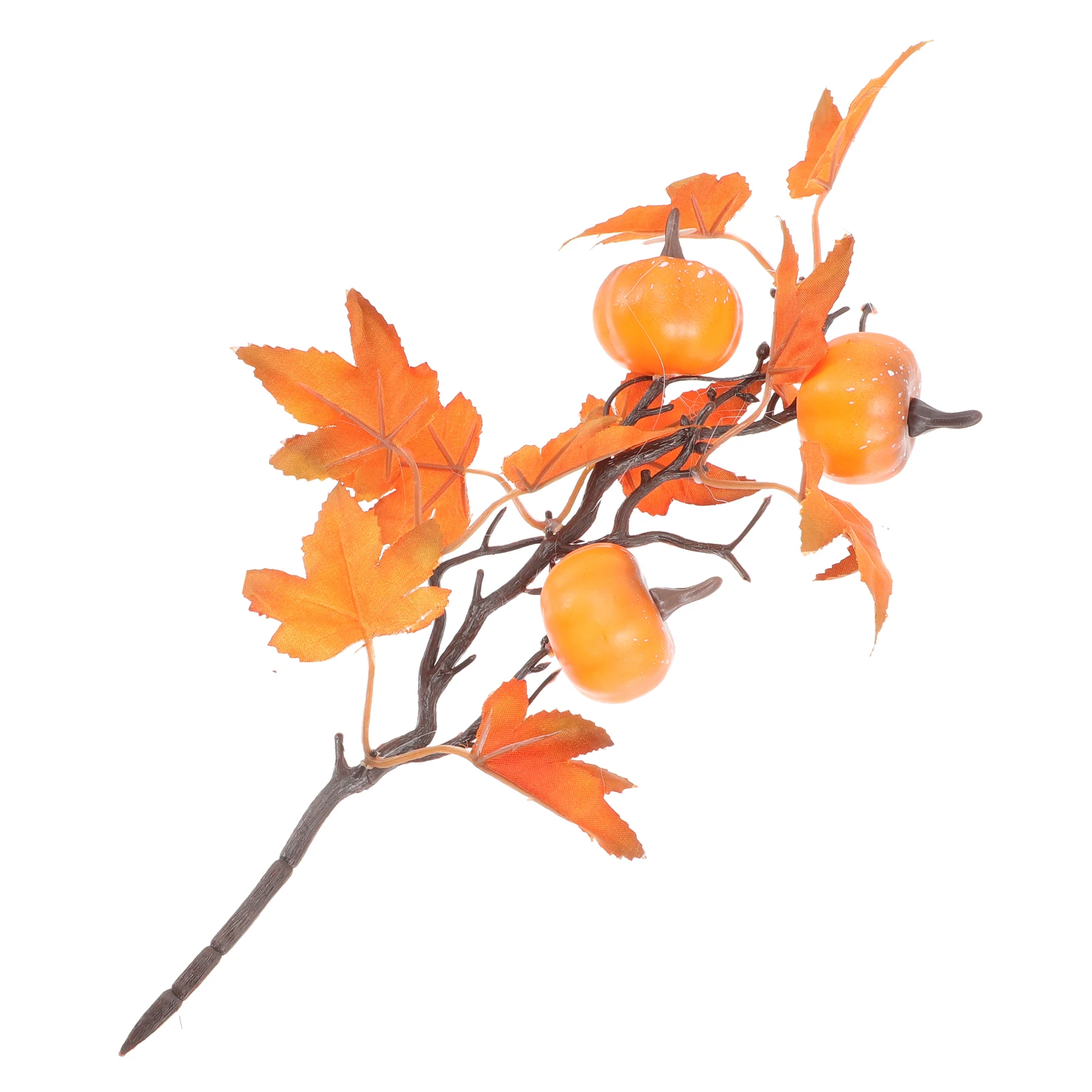 

Plastic Artificial Maple Leaves Branch Fall Picks Thanksgiving Decoration Floral Arrangement Fake Pumpkin Branch Lifelike