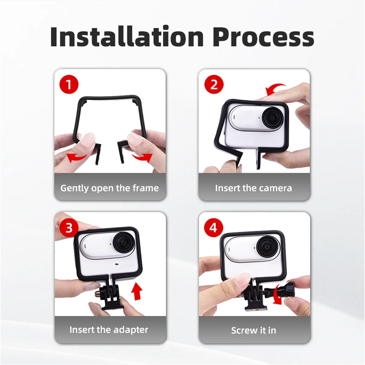 

For GO 3 GO3S Accessories Frame Shell Case with 1/4 Tripod Adapter Mount Long Screw Housing Protect-AB01