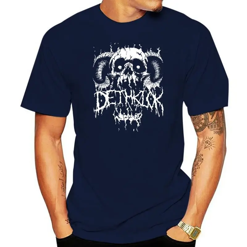 t shirt Men's Dethklok White Skull Fashionable T-shirt Tee Black Short Sleeve Top Tee Fashion Oneck Tshirts