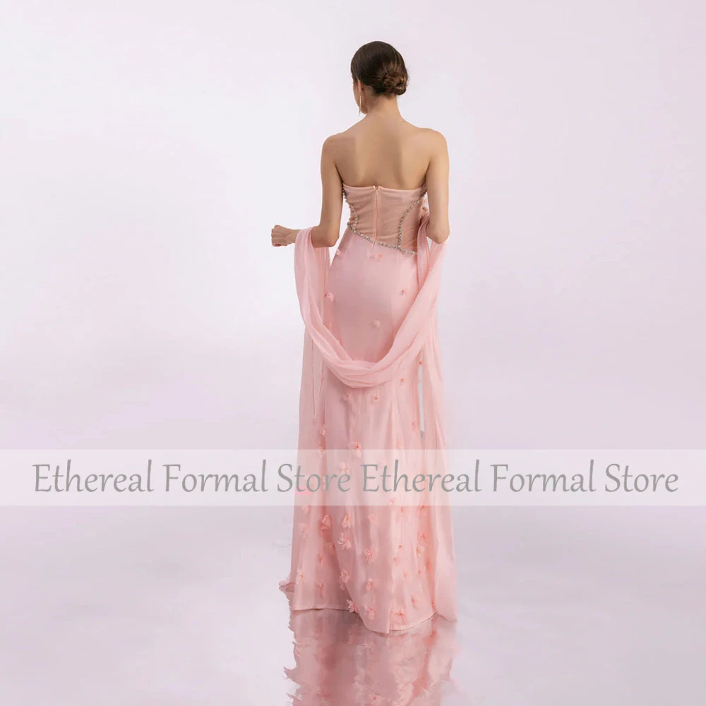Luxury Evening Dress For Wedding Beading Strapless Mermaid Women's Evening Gown with Shawl Sleeveless Trumpet Formal Dresses