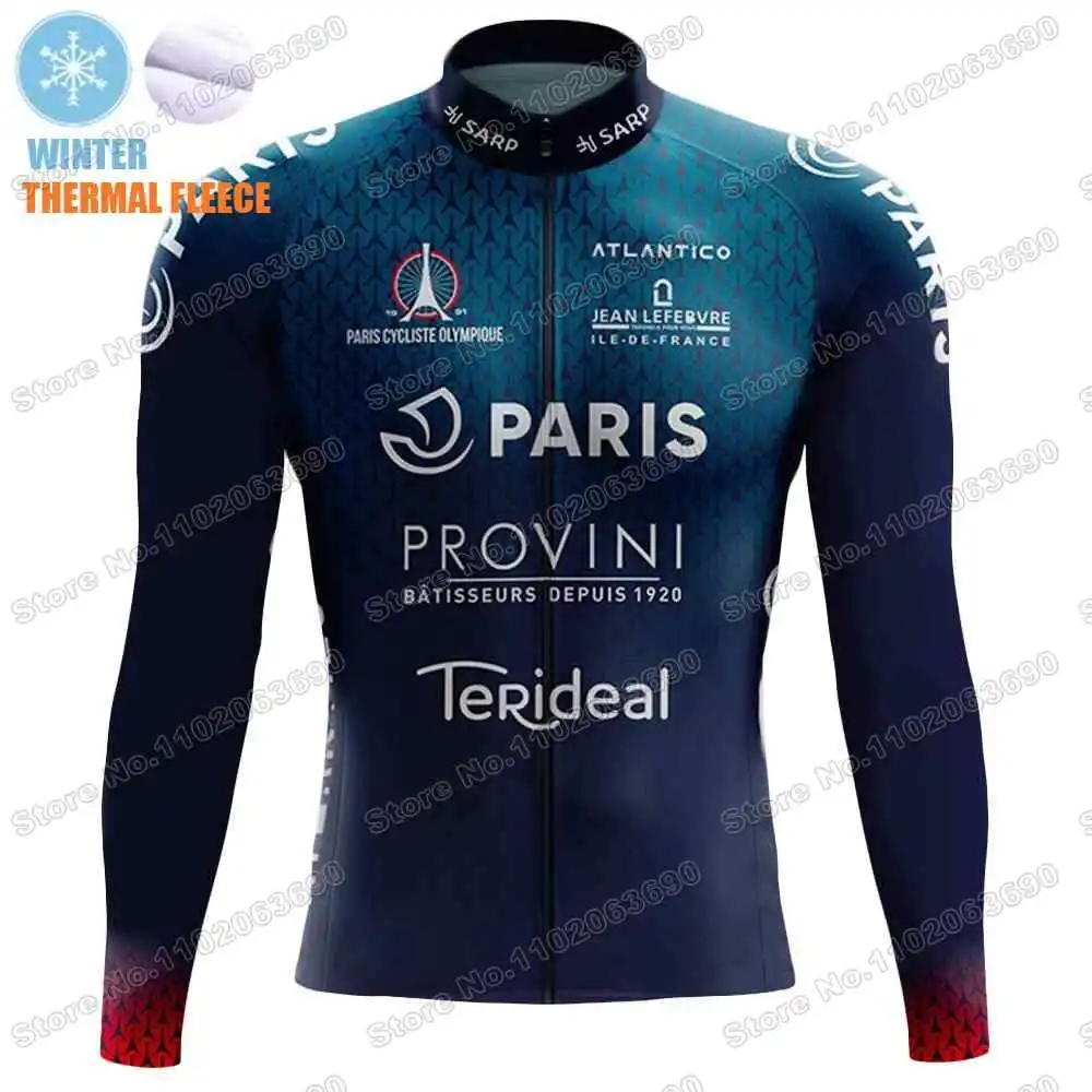 2024 Paris Cycling Jersey Set Autumn Winter France PCO Cycling Clothing Long Sleeve Men Road Bike Jacket Suit Bicycle Bib Tights