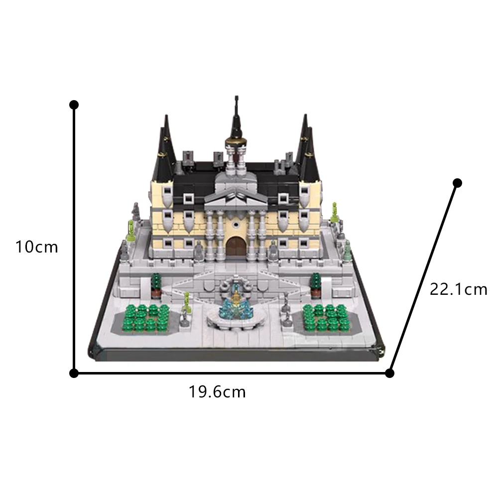 Gobricks MOC renesansowy pałac cegieł Model Herrerian architektura posągi ogrodowe fontanny renesansowy pałac klocki