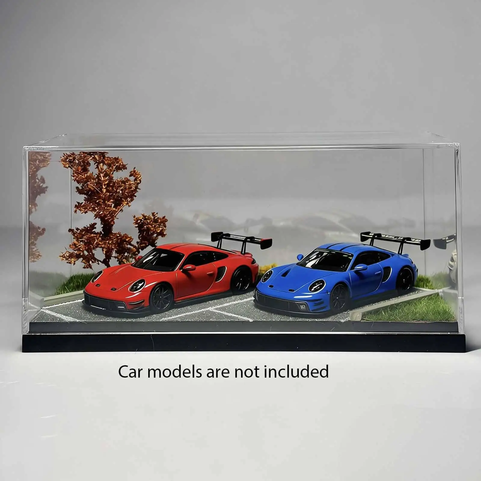 

1:64 Diorama Car Display Case,Parking Lot Scene Model Tabletop Decor Storage Box Showcase for Miniature Figures Mini Vehicles