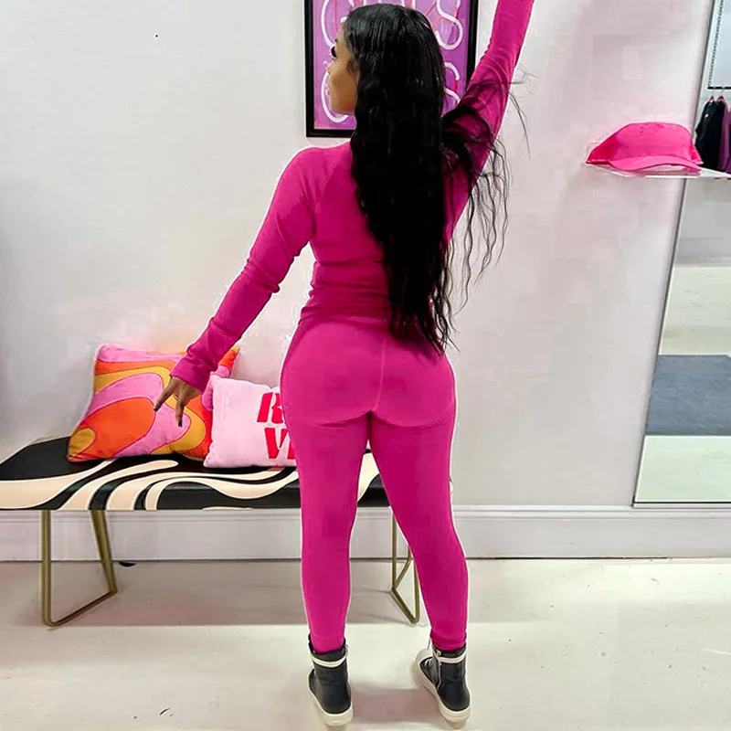 Spring and Autumn Pure Color Slim Fit Exercise Yoga Long Sleeve Round Neck T-Shirt Small Leg Pants Set for Women