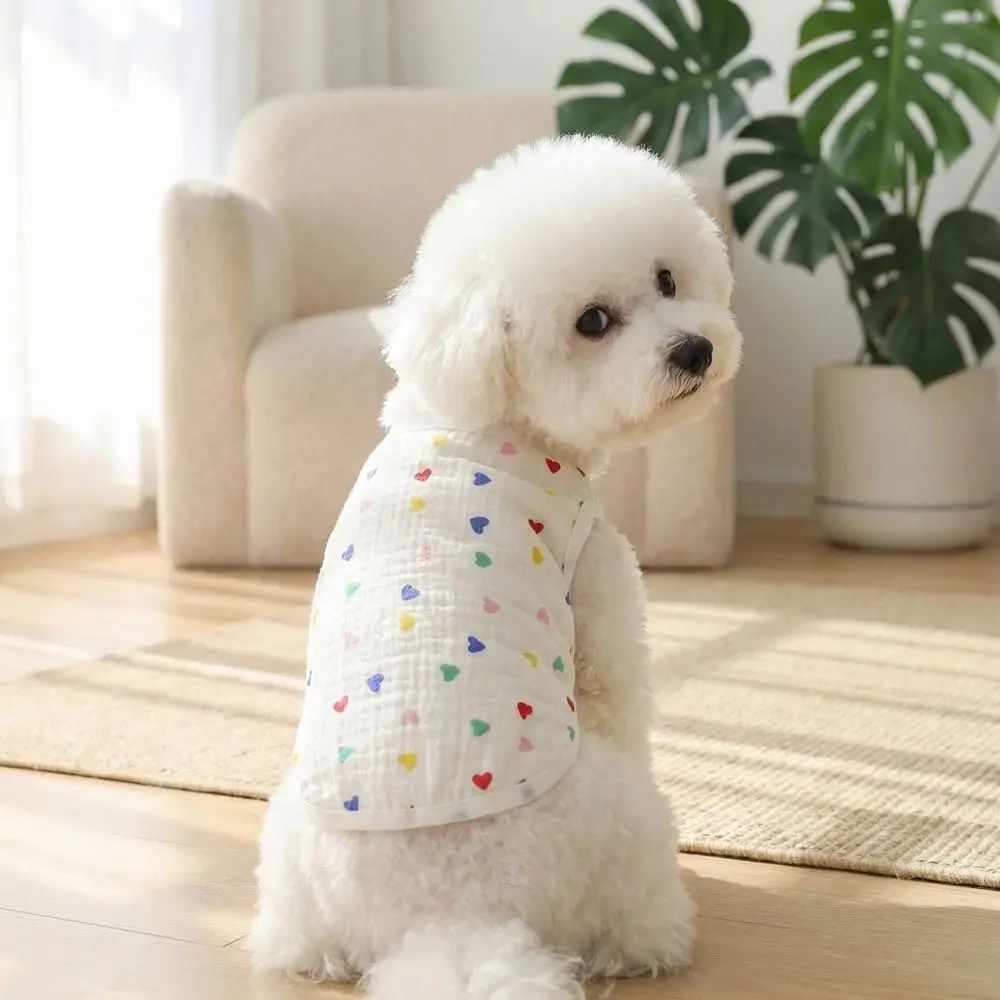 Pet Apparel Heart Pattern Dog Vest Thin Soft Cotton Pet T-shirt Breathable Cozy Pet Short Shirt Daily Use