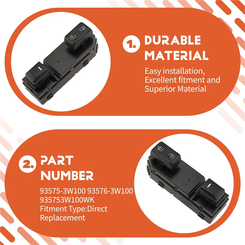【FAST-SALE】Front Right Side Power Window Control Switch Regulator Button For KIA Sportage 10- 16 93575-3W100 93576-3W100 935753W