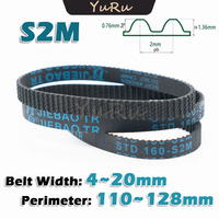 S2M Timing Belt Width 4~20mm Rubber Transmission Closed Loop Perimeter 110 112 114 116 118 120 122 124 126 128mm 2M CNC Drive