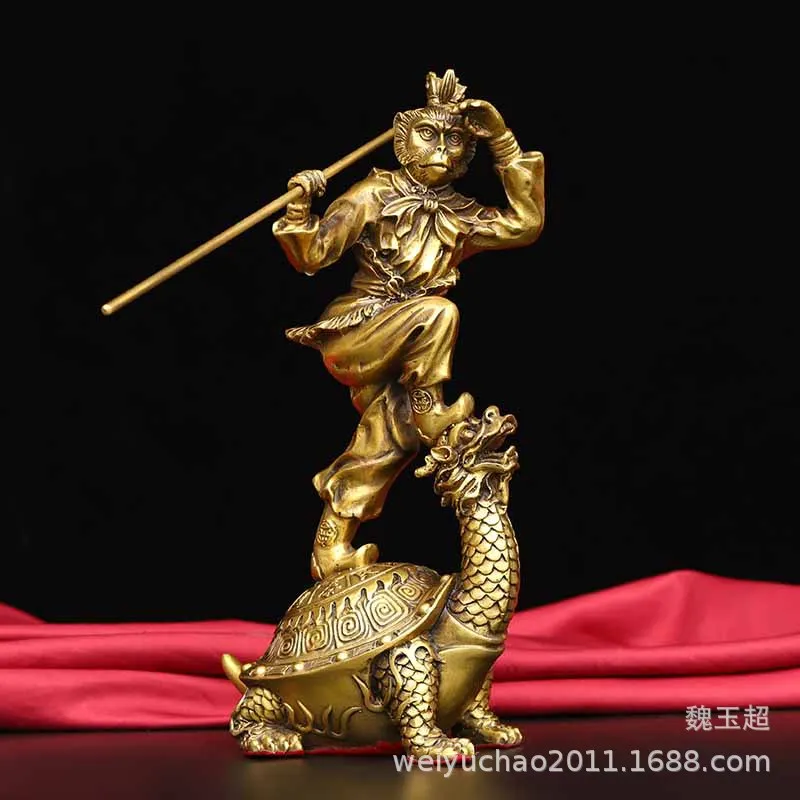 

Pure Copper Monkey King Money Dragon Turtle Ornaments Champion Monkey King Monkey Living Room Crafts