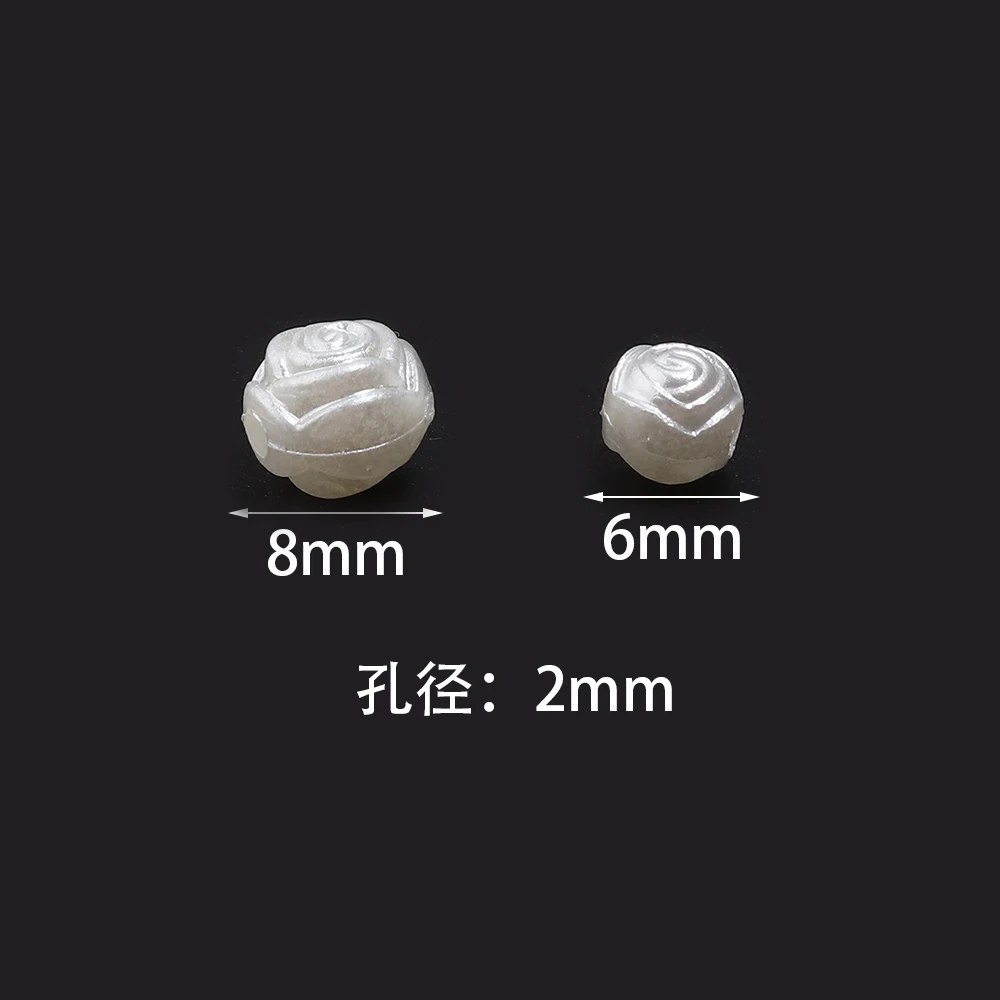 200-300pcs/lot 6mm 8mm Beige ABS Imitation Pearl Beads Rose Bud Shape Loose Spaced Bead For DIY Bracelet Necklace Decor Supplies