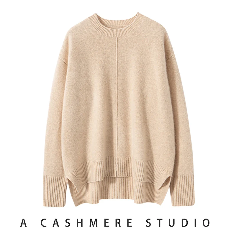 2024 Winter Women\'s Sweater O-Neck High Quality Soft Warm Pullover 100% Cashmere Female Loose Thicken Knitted Jumper Ladies Tops