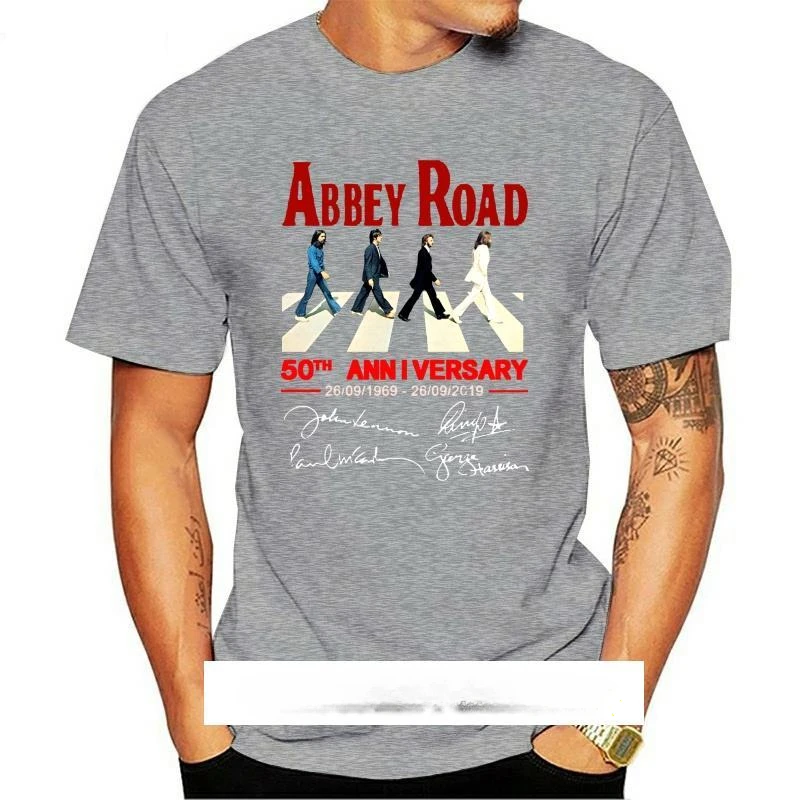 heavyweight style  streetwear fashion vintage Summer Male Hot Sale Camisetas Abbey Road de 50 ° aniversario,nuevas heavyweight