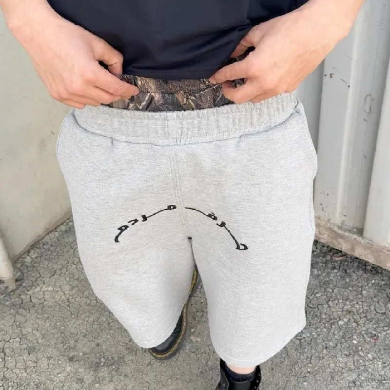 

90s retro Harajuku Y2K high street trendy cool personality shorts loose double waist fake two piece sweatpants