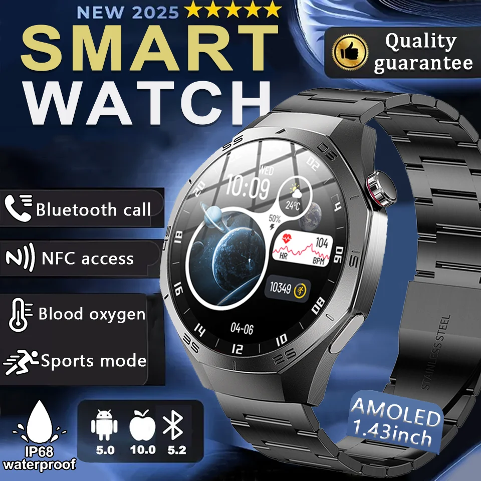 

Новые смарт-часы 2026 года для мужчин: AMOLED-экран, GPS, спорт, фитнес, Bluetooth-звонки, пульс, уровень кислорода в крови, водонепроницаемые, для активного отдыха