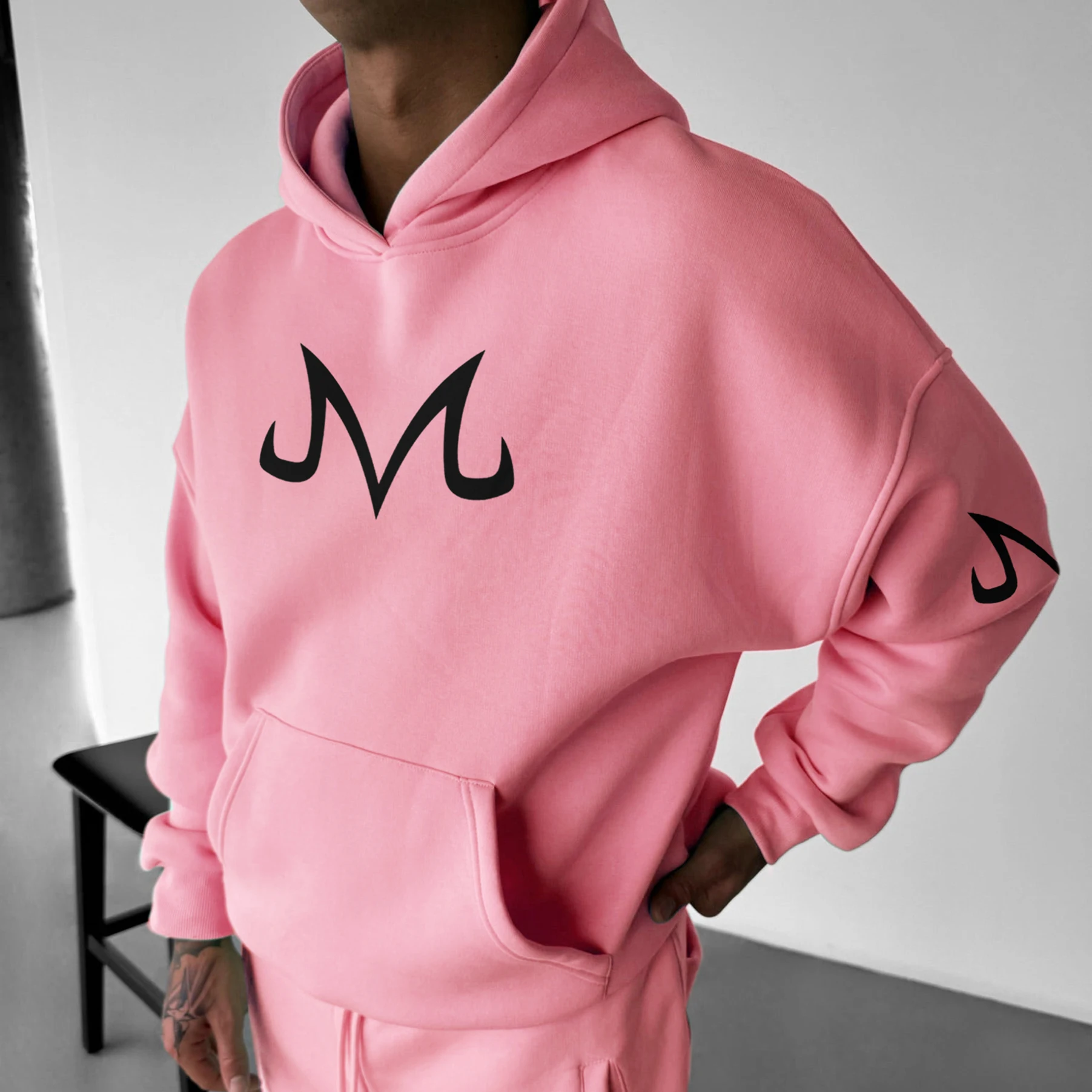 سويت شيرت Dragon Ball Z Majin Buu Pink Hoodie للرجال ملابس الشارع الشهير مع بلوفر كاجوال مطبوع ياباني لمحبي الموضة