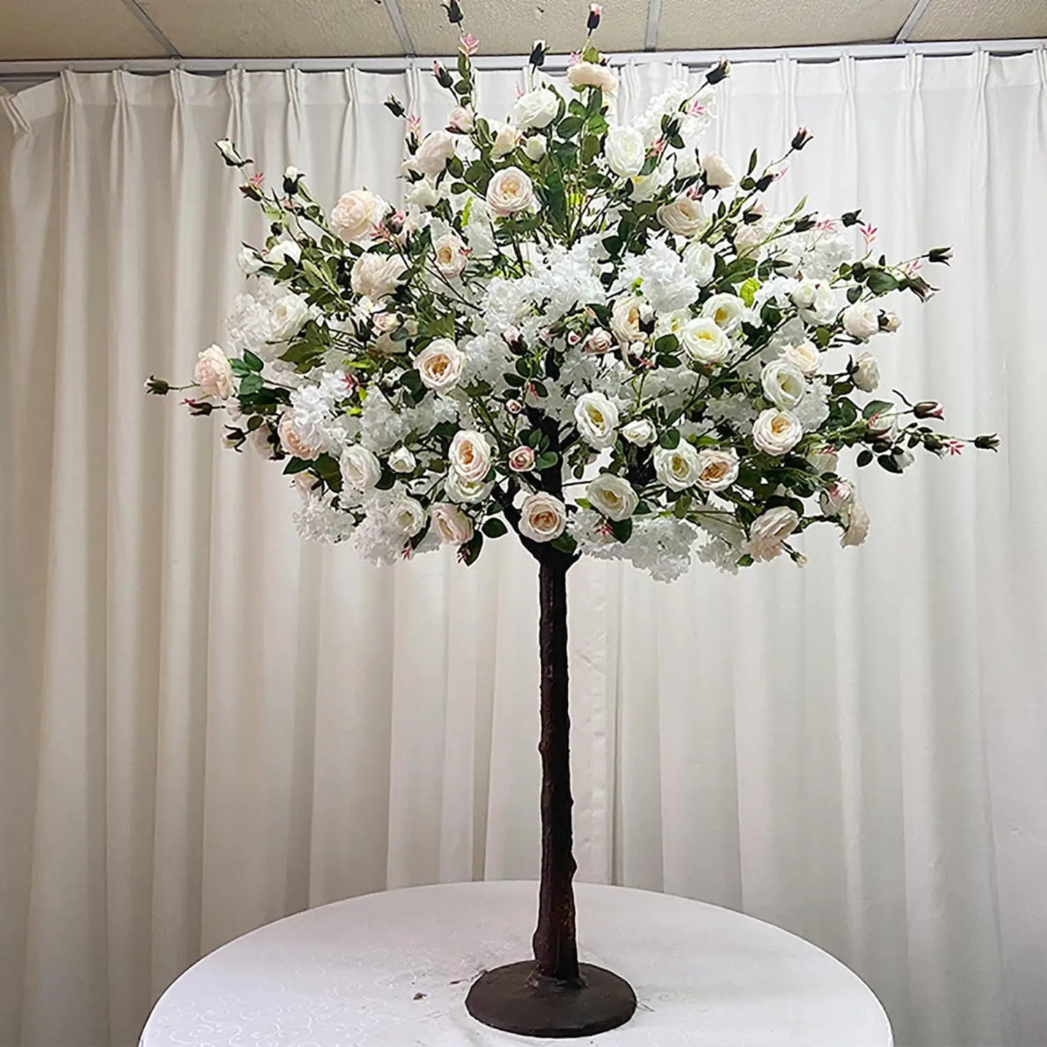 

5FT Artificial Rose Tree, Faux Rose Tree Red Rose Tree with Green Leaves for Living Room Office Home Outdoor Indoor Decor