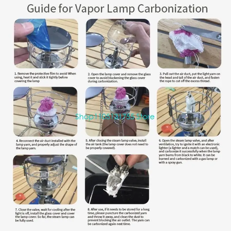 K0EF Camping Gas Light with Storage Case, Hand Flame Control, Glass Globe and Suspension Chain for Organized Transport and