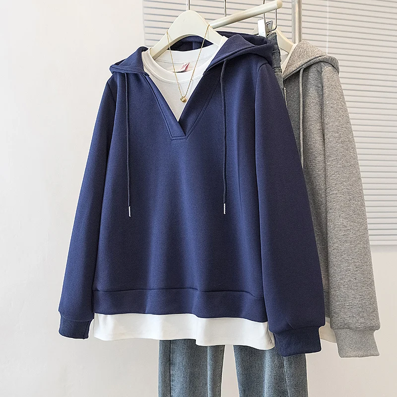 

Свободная женская толстовка оверсайз в корейском стиле, модная повседневная верхняя одежда больших размеров, осенняя, из полиэстера