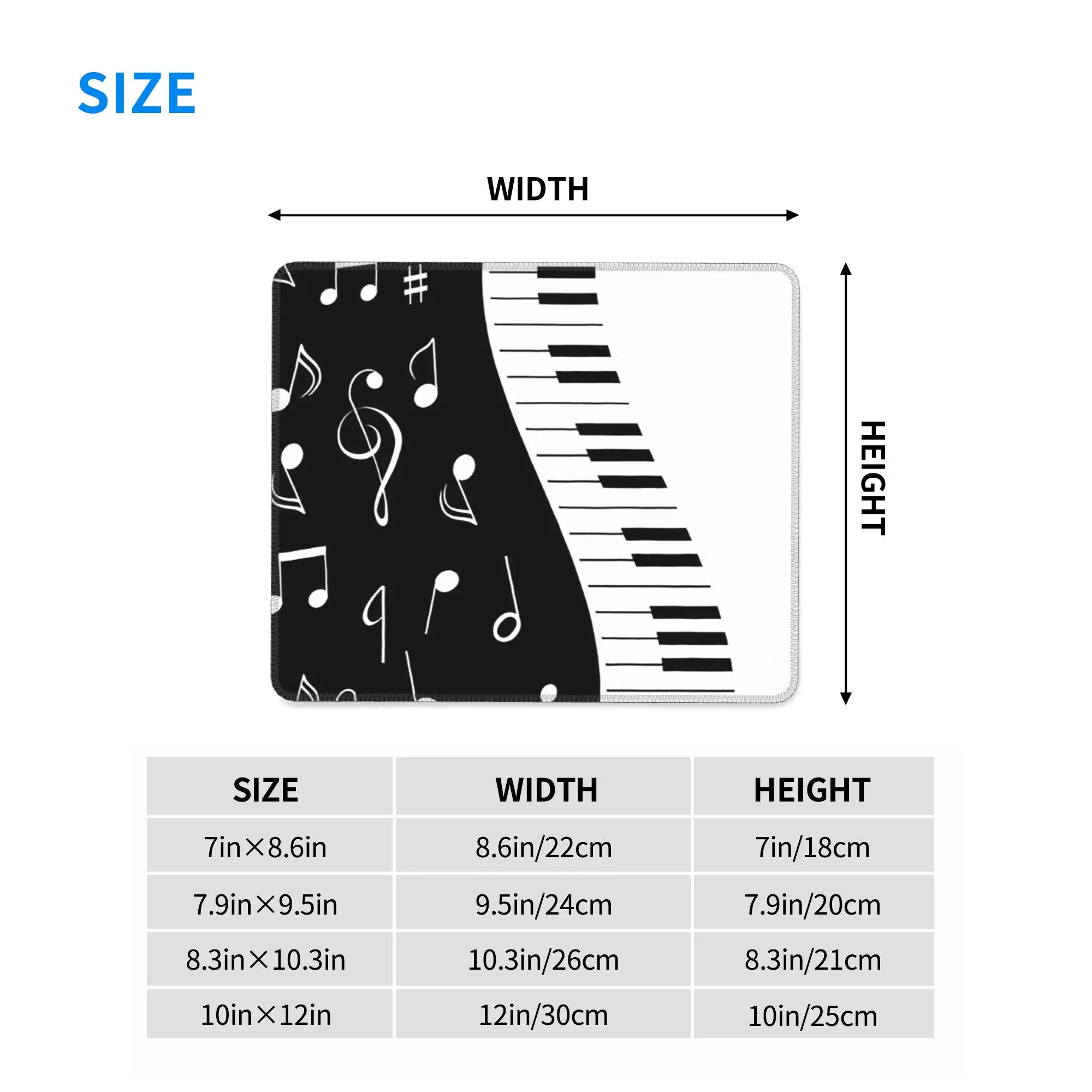 Abstract Piano Keys with Musical Notes Mouse Pad Computer Keyboard Mouse Mat Gamer Laptop Desk Mat Office Accessories Table Mats