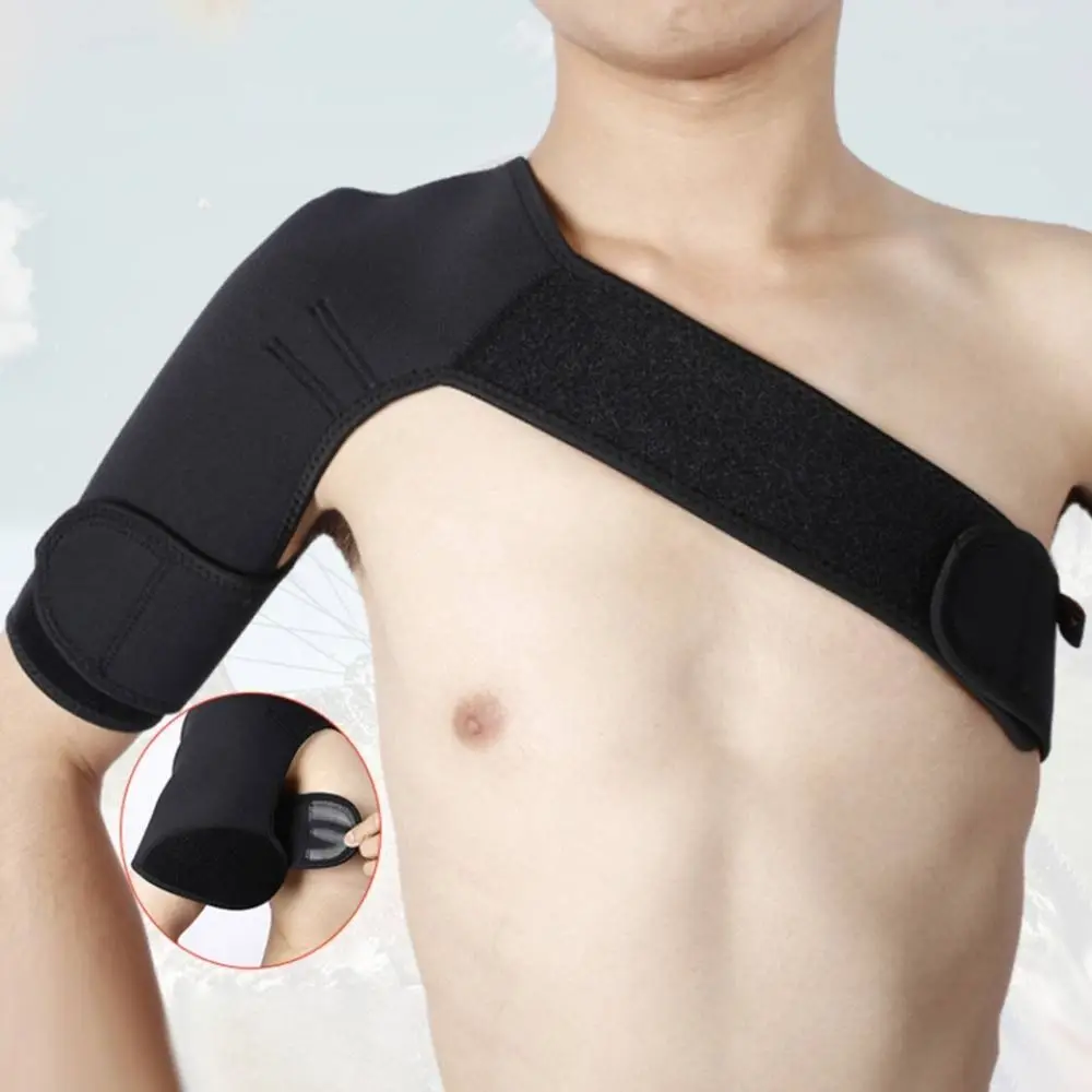 حزام دعم الكتف الجديد القابل للتعديل، حزام كتف من البوليستر الأسود، وسادات كتف واقية للصالة الرياضية