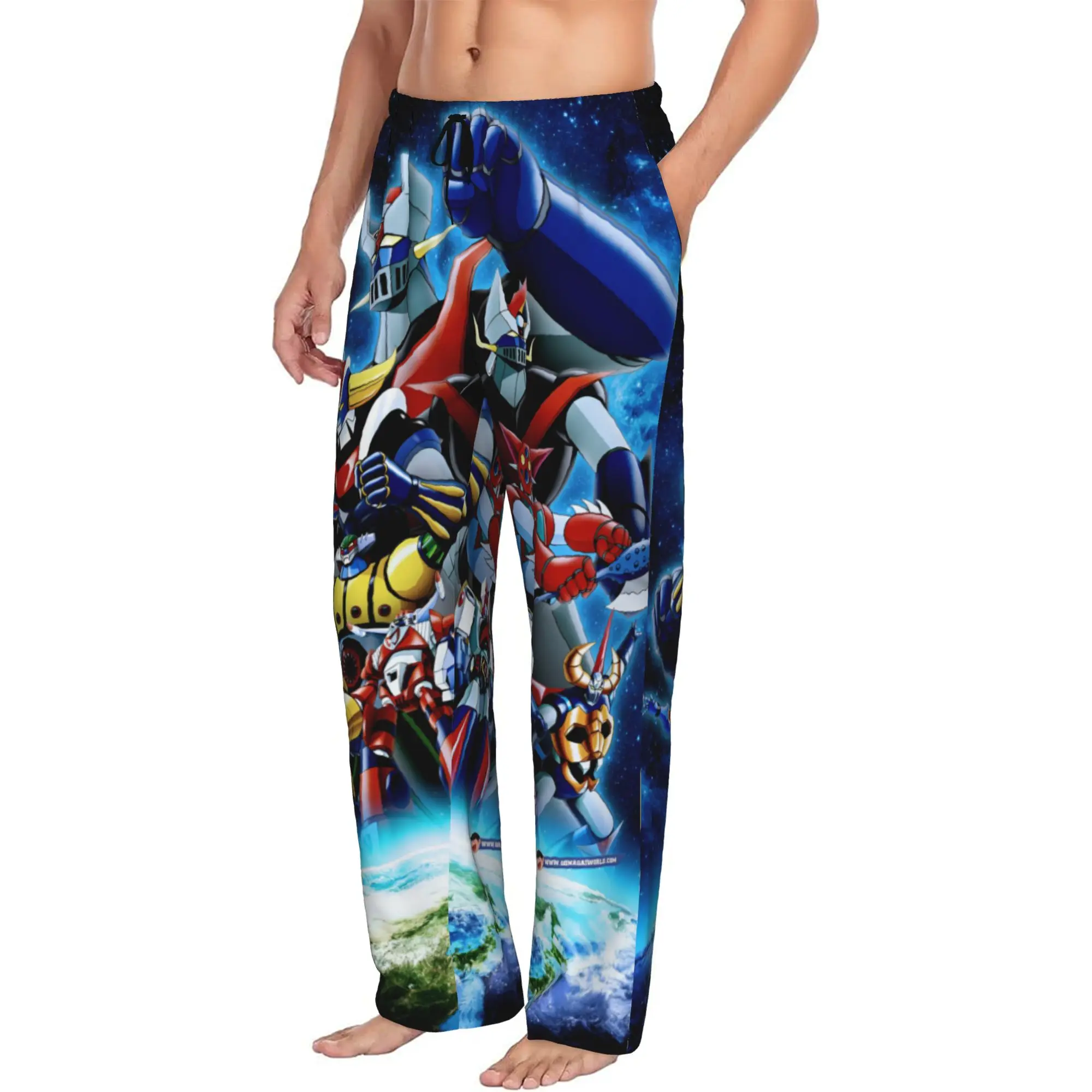 Custom Printed Men's M-Mazingered Z Pajama Pants Super Robot Sleepwear Sleep Lounge Bottoms with Pockets
