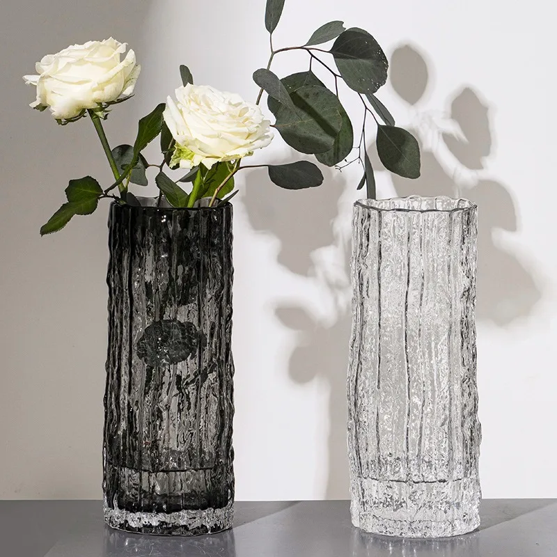 Fashion Vase Glacier Vase Glass Transparent Flower Arrangement Rose Living Room Dining Table Decoration Vase Gift