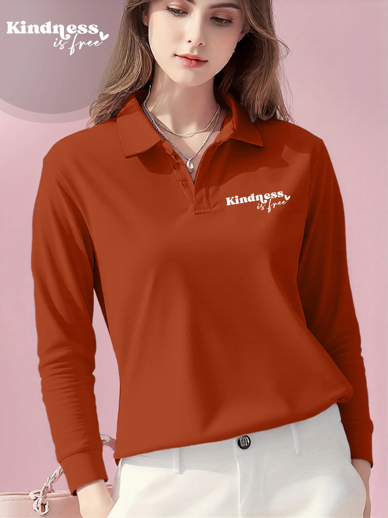 اللطف هو الحرة طباعة المرأة مكتب قميص بولو الخريف لينة طويلة الأكمام جديد بدوره إلى أسفل طوق تي شيرت الأساسية ملابس الشارع الشهير غير رسمية