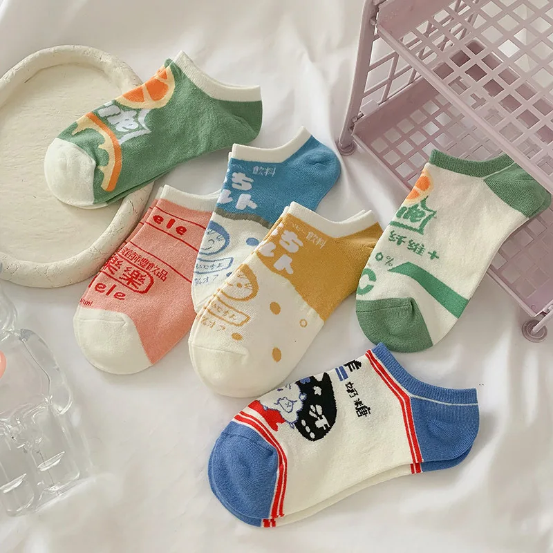 

6 Pairs/lot Women Socks Boat Socks Ins Breathable Cute Shallow Cotton Socks Cartoon College Style Low Cut Socks Rabbit