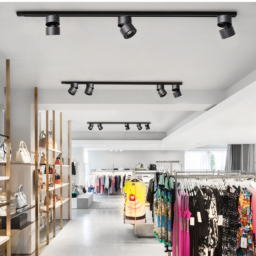 Foldable LED Rail Track Light 10W 15W LED Ceiling Downlight COB Rail Spotlight For Store Restaurant Cafe Bar Decor