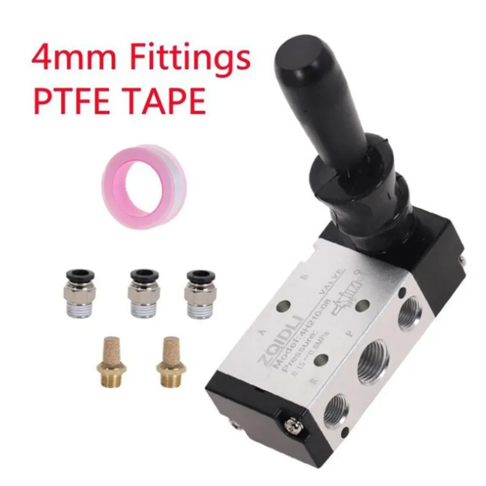 Way Pneumatic Valve Quick Rubber 4H210-08 5/2 Connector Control Hand Manual Muffler Operated Fittings PTFE TAPE