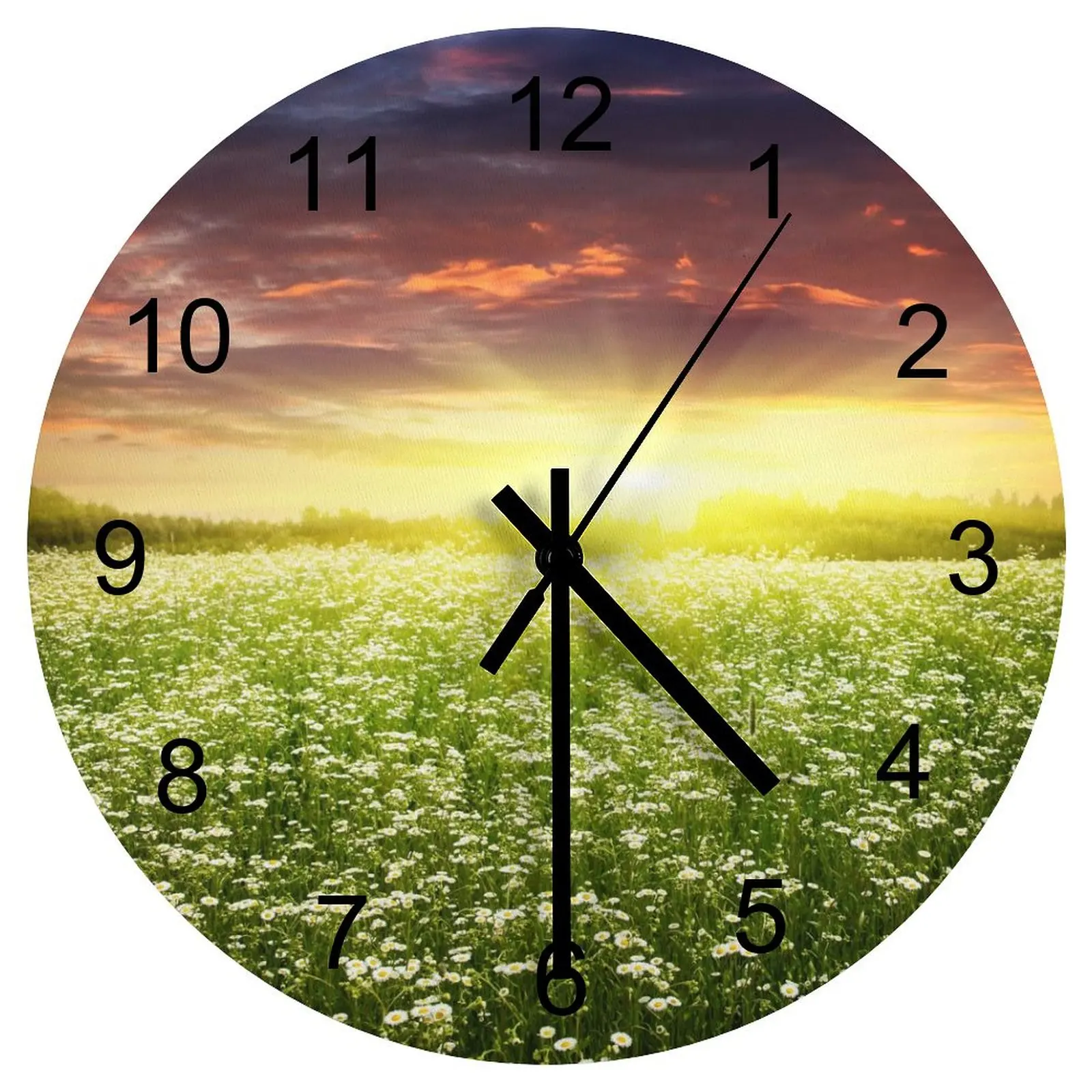 

Living Room Wall Clock Glorious nature Clocks 12 inch Silent Wooden Round Durable Slim Profile Retro