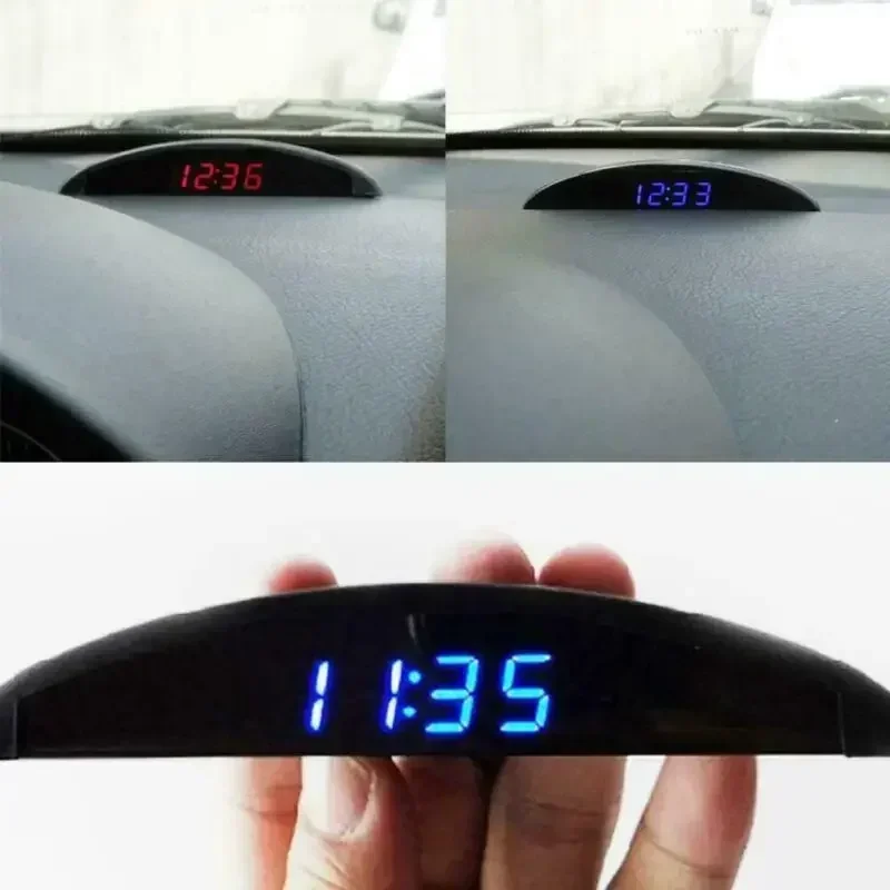 12V Digital LED Alarm Auto Electronic Car Clock Voltmeter Thermometer 3 In 1 Digital Car Voltmeter Thermometer