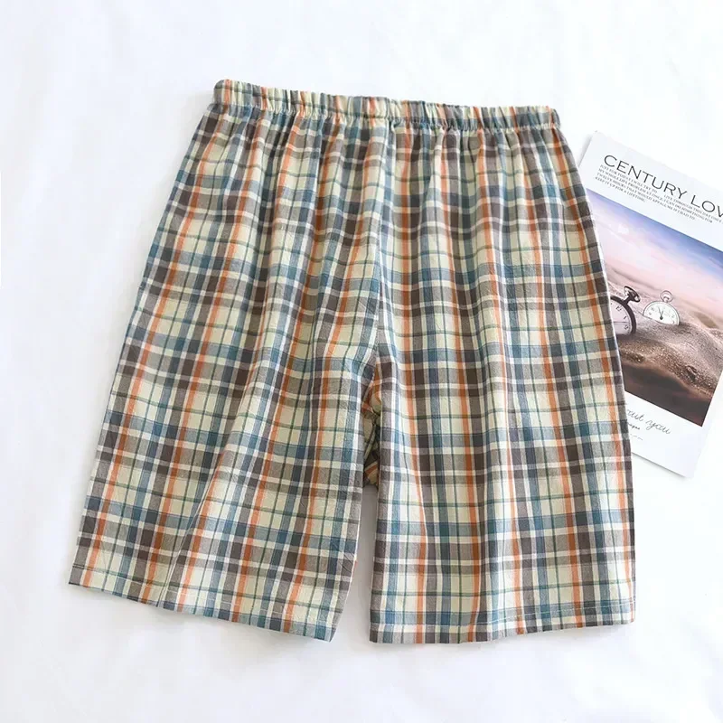 Summer Large Pajama For Newest Cotton Pants Plaid Casual Home Lounge Shorts Size And Thin Men's